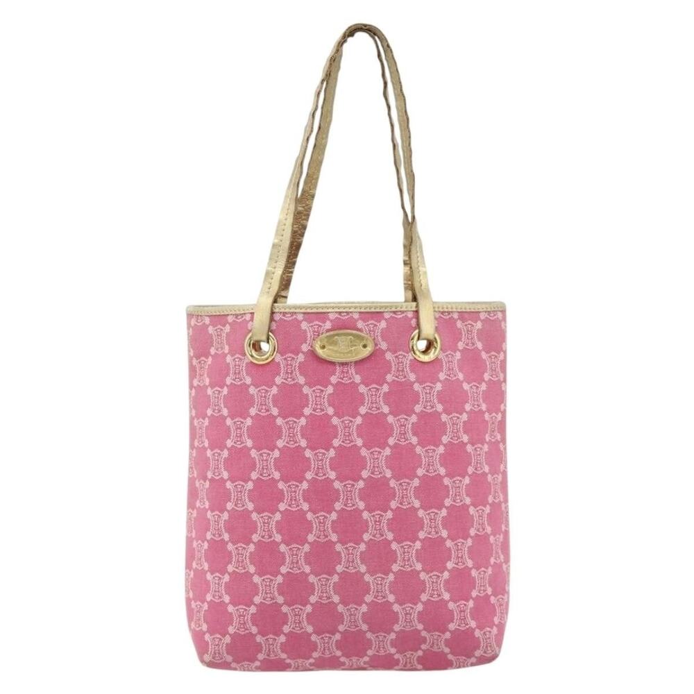 Celine Denim Paris Macadam Tote Bag Pink